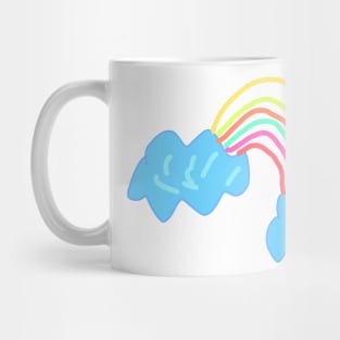 Blue clouds watercolor rainbow art Mug